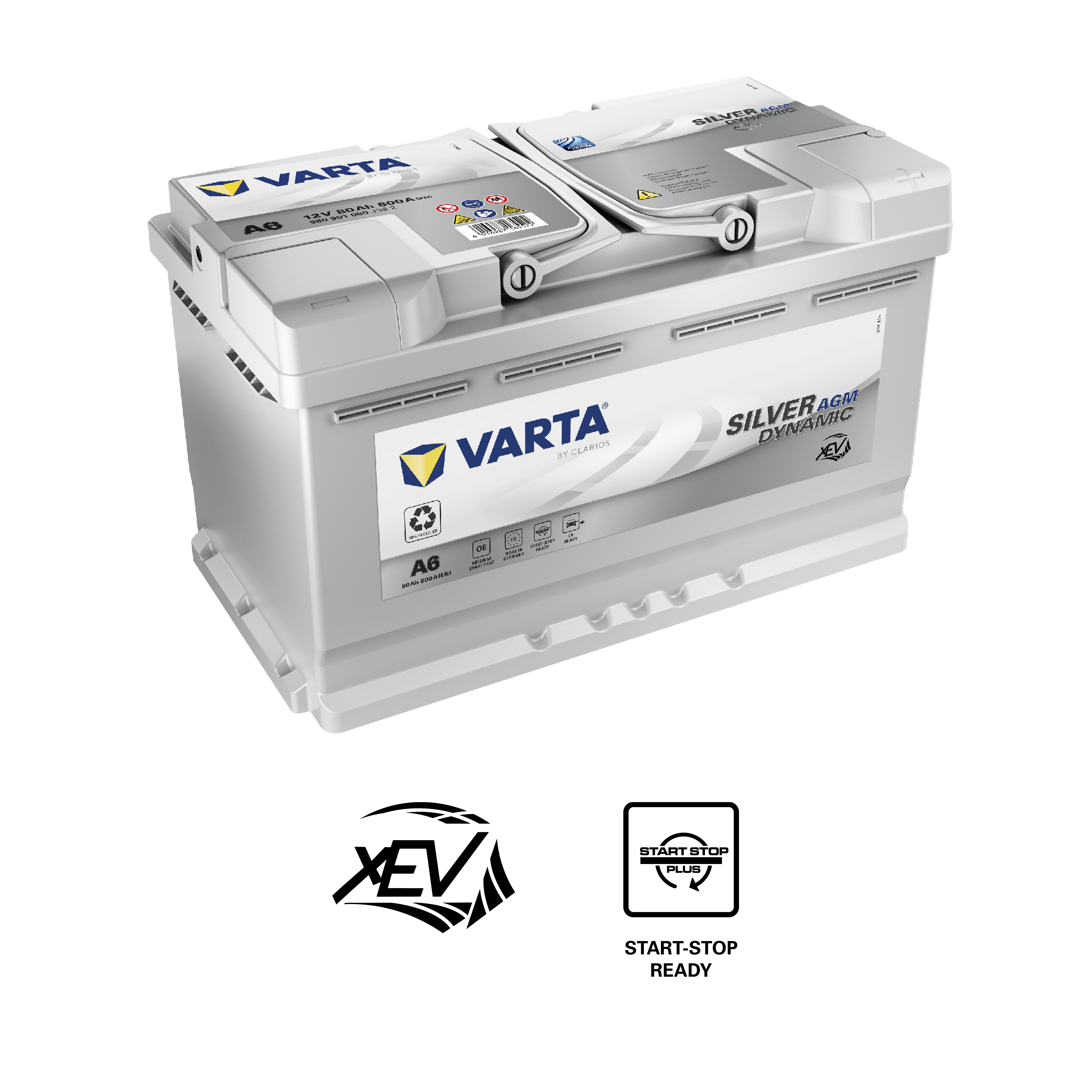 VARTA A6 58001 Silver Dynamic AGM-xEV ready